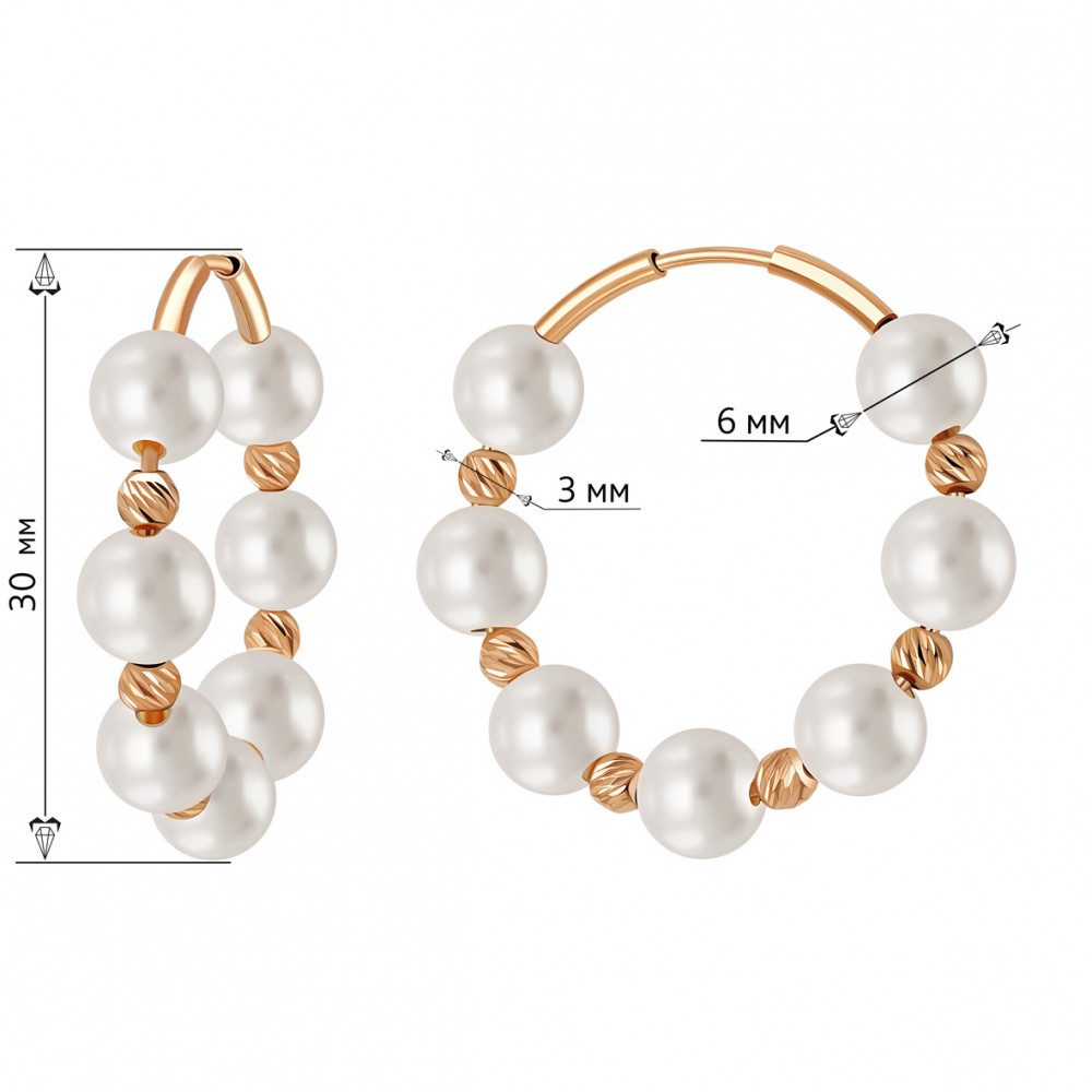 Gold earrings with pearls. Article 470801  - Photo 2