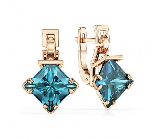 Серьги пусеты с цветными камнями - Фото  22