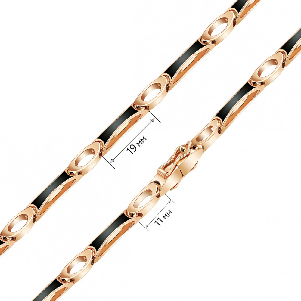 Литий ланцюжок в червоному золоті зі вставками ювелірної емалі. Артикул 895019Е  розмір 600 - Фото 2