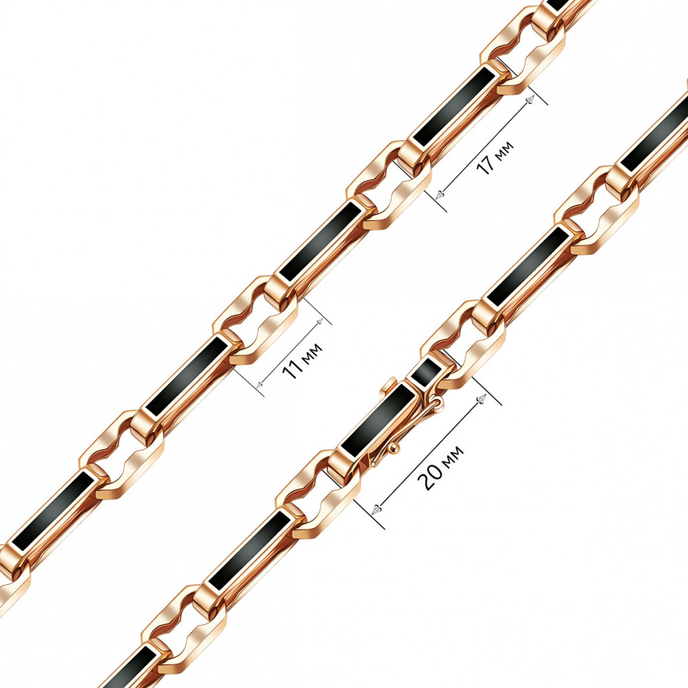 Литая цепочка в красном золоте с вставками ювелирной эмали. Артикул 895020Е  размер 350 - Фото 2