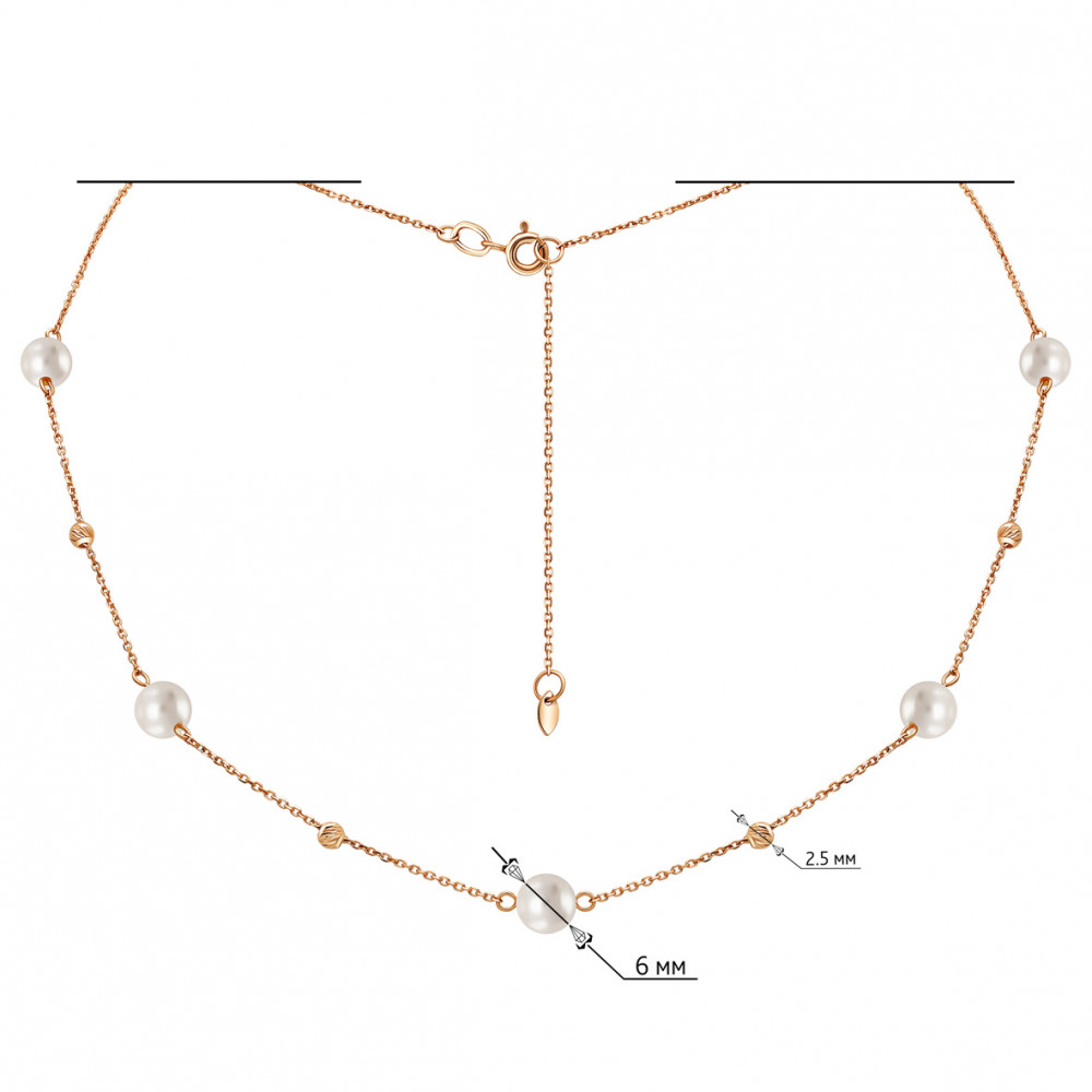 Золотое колье с жемчугом. Артикул 860640  размер 450 - Фото 2