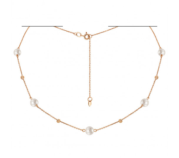 Золотое колье с жемчугом. Артикул 860266 - Фото  1