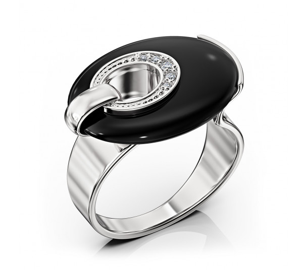 Золотое кольцо  с фианитами. Артикул 350028В - Фото  1