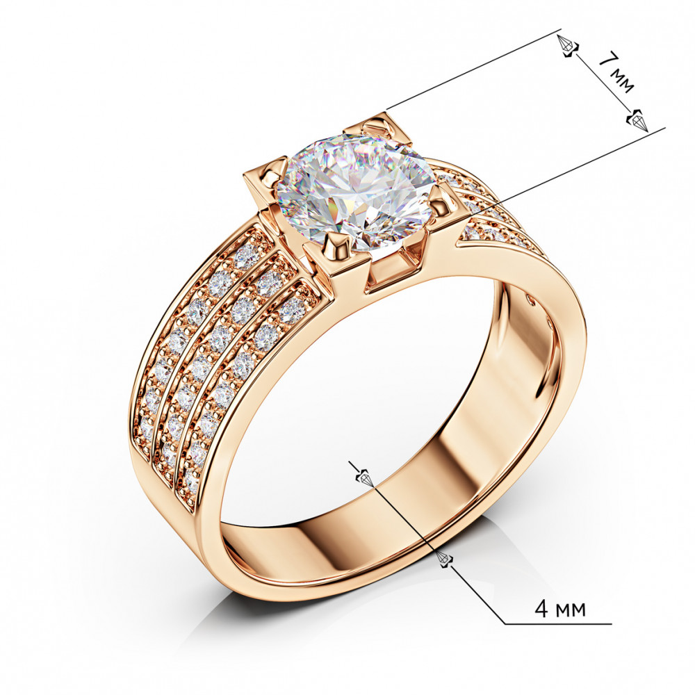 Золотое кольцо с фианитами. Артикул 380385  размер 16.5 - Фото 3