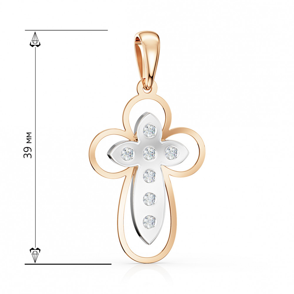 Золотой крест с бриллиантами. Артикул 720028  - Фото 2