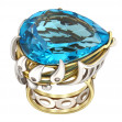 Gold ring with diamonds and blue topaz. Article 753162М  size 18.5 - Photo 3