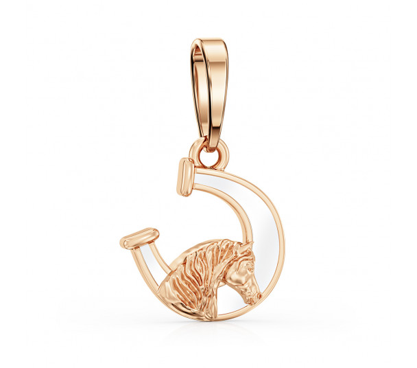 Золота підвіска з фіанітами і емаллю. Артикул 160343Е - Фото  1