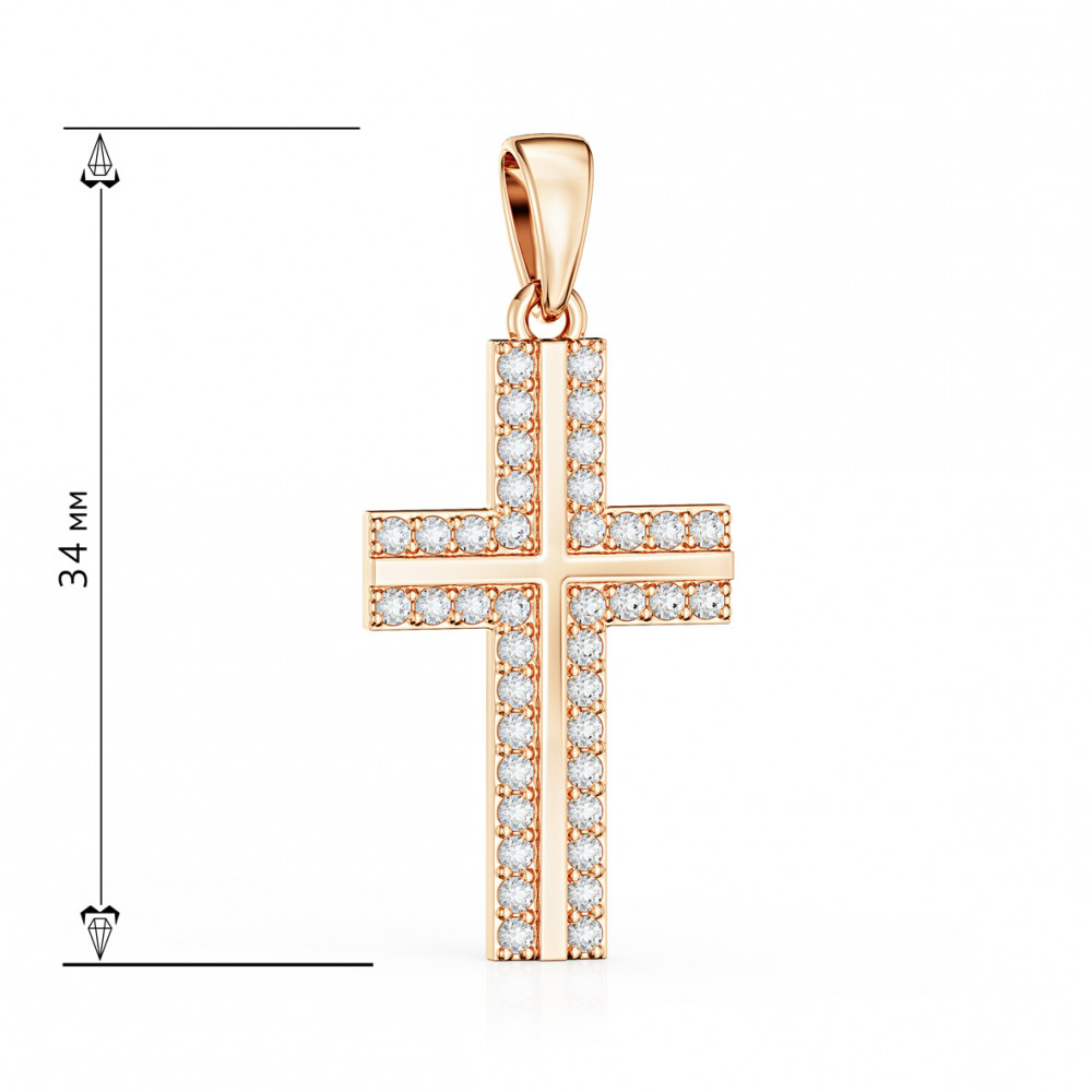 Gold cross with cubic zirconia. Article 260032  - Photo 2