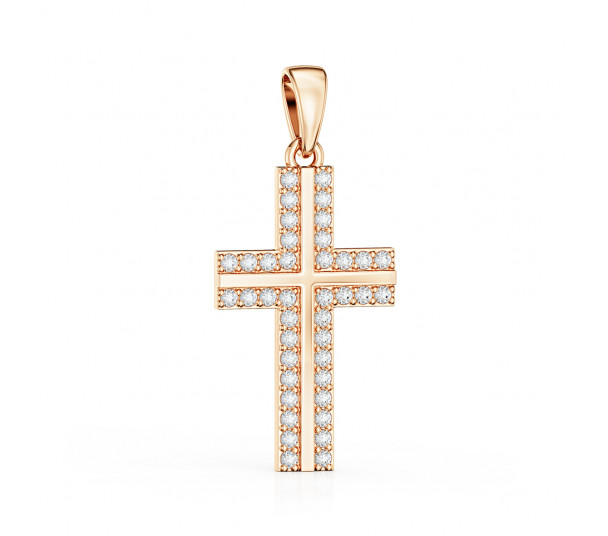 Gold cross with cubic zirconias and enamel. Article 270052Е - Photo  1