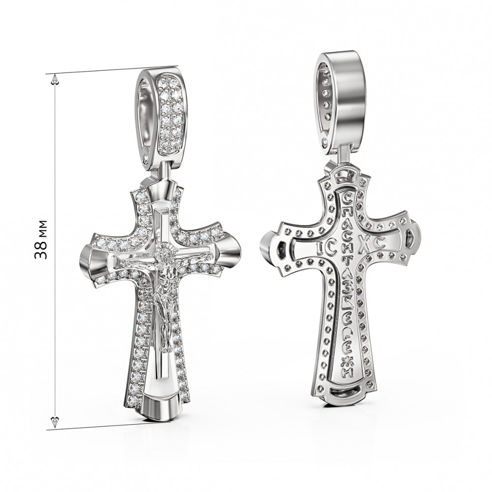 Золотий хрестик з фіанітами і емаллю. Артикул 270065В  - Фото 3