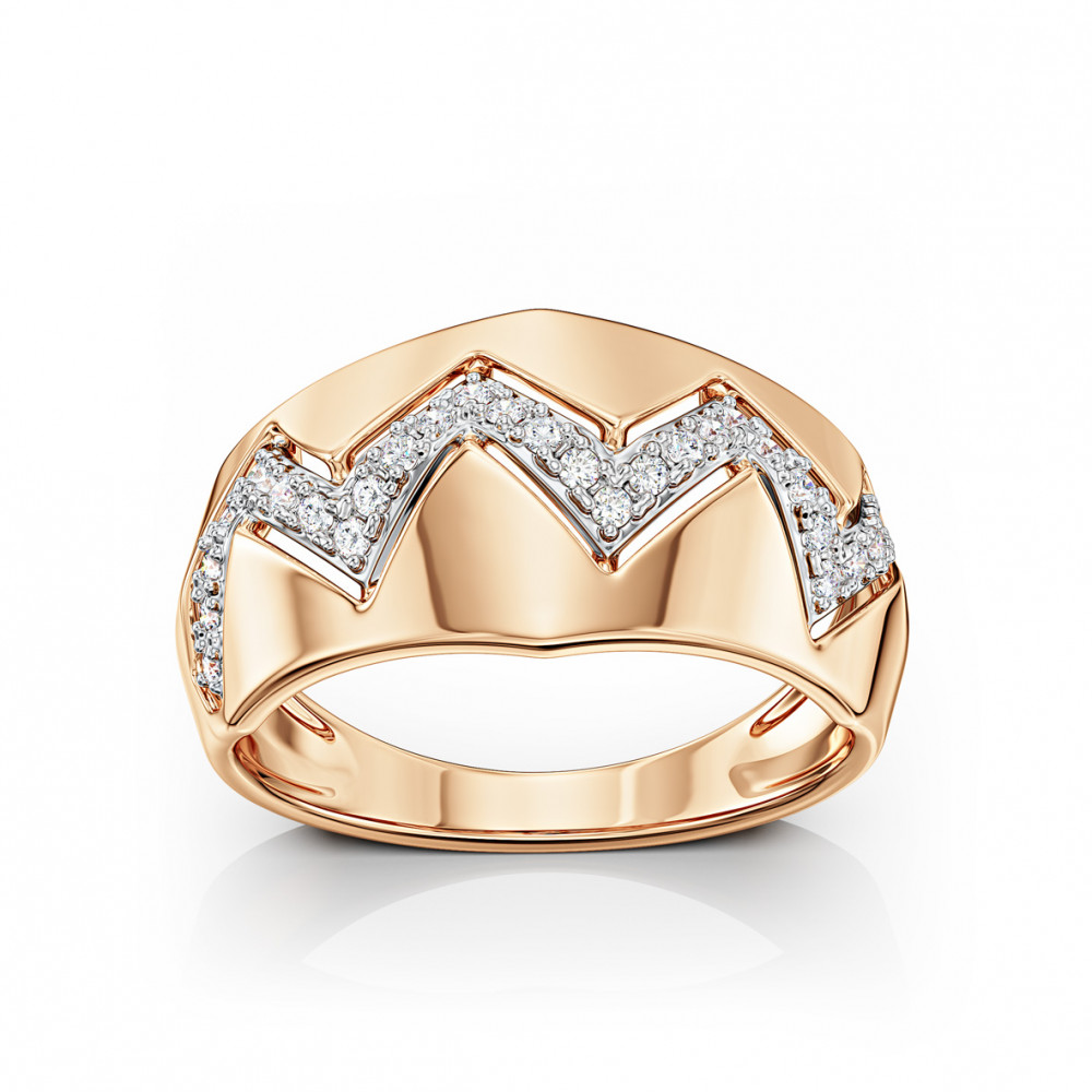 Золота каблучка з фіанітами. Артикул 380734  розмір 18 - Фото 2