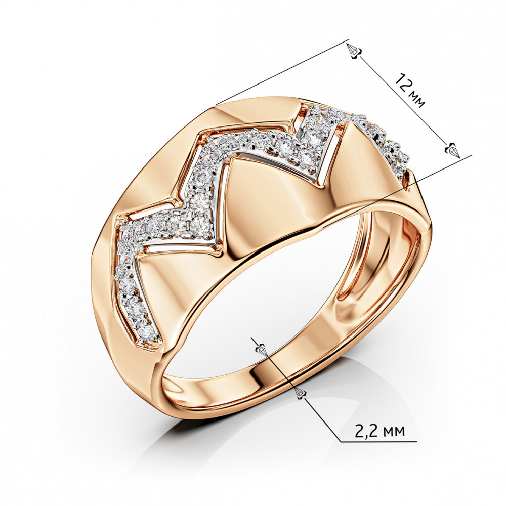 Золота каблучка з фіанітами. Артикул 380734  розмір 18 - Фото 3