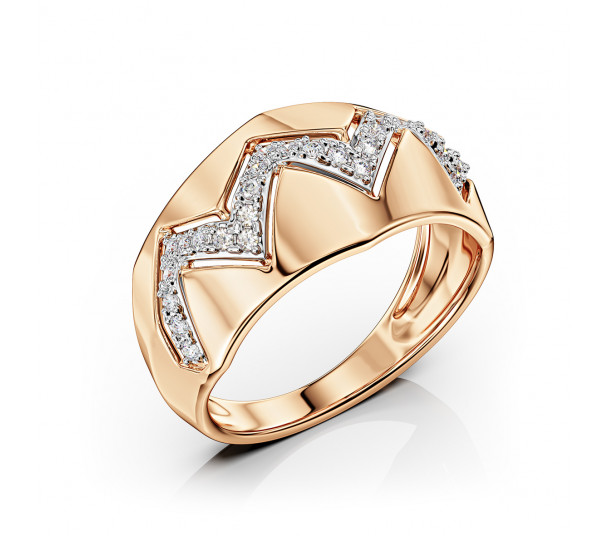 Золота каблучка з фіанітами. Артикул 380700 - Фото  1