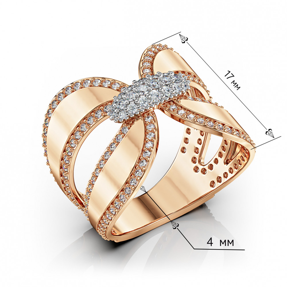 Золота каблучка з фіанітами. Артикул 350112  розмір 17.5 - Фото 3