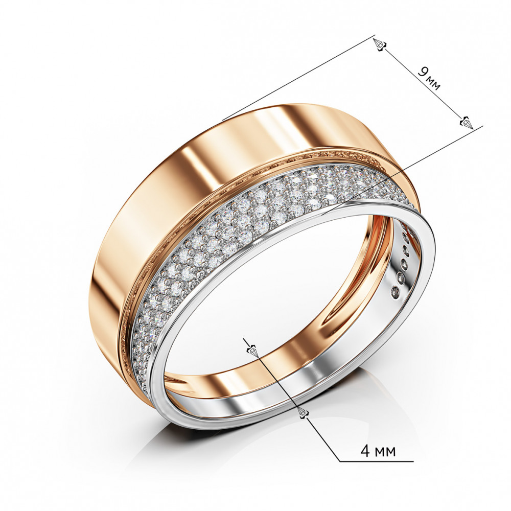 Золота каблучка з фіанітами. Артикул 350113  розмір 17 - Фото 3