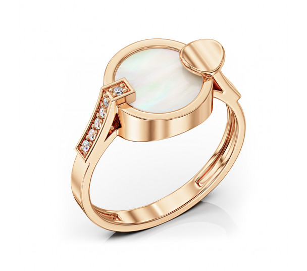 Подвеска в красном золоте с фианитами и перламутром. Артикул 180108 - Фото  1