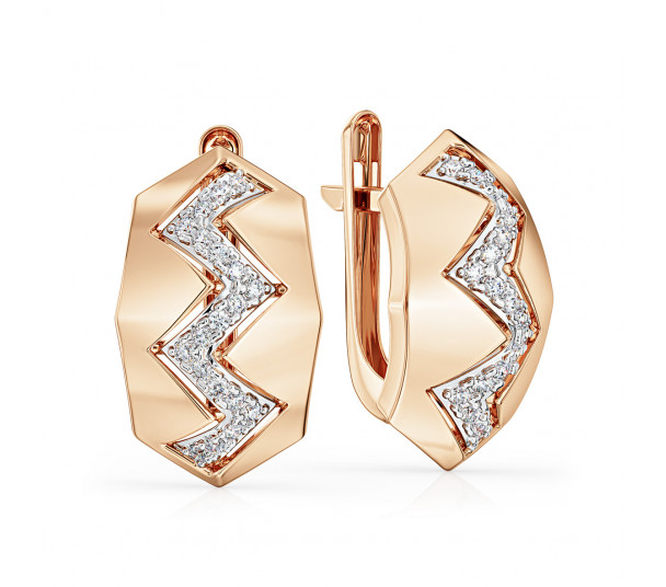 Золотые серьги с фианитами. Артикул 430181 - Фото  1