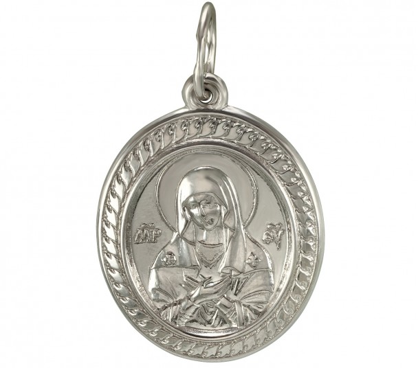 Срібна ладанка "Ікона Божої Матері Розчулення". Артикул 100607С  - Фото 1