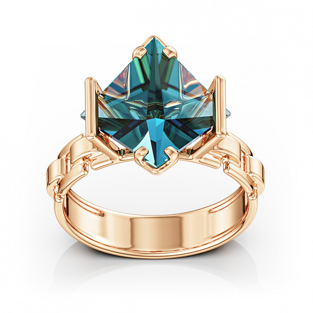 Золотое кольцо с голубым топазом. Артикул 361730  размер 21 - Фото 2