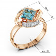 Золотое кольцо с голубым топазом и фианитами. Артикул 361735  размер 21 - Фото 3