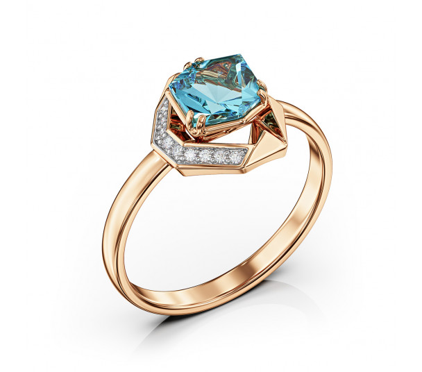 Золотое кольцо с фианитами. Артикул 380685 - Фото  1