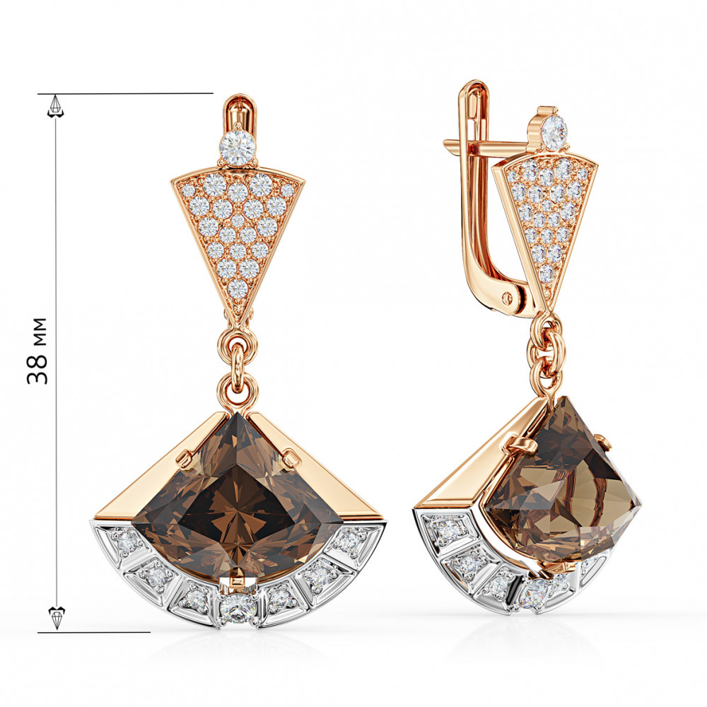 Золотые серьги с александритом и фианитами. Артикул 458406  - Фото 2