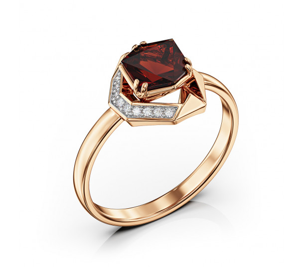 Gold ring with garnet and cubic zirkonia. Article 364661 - Photo  1