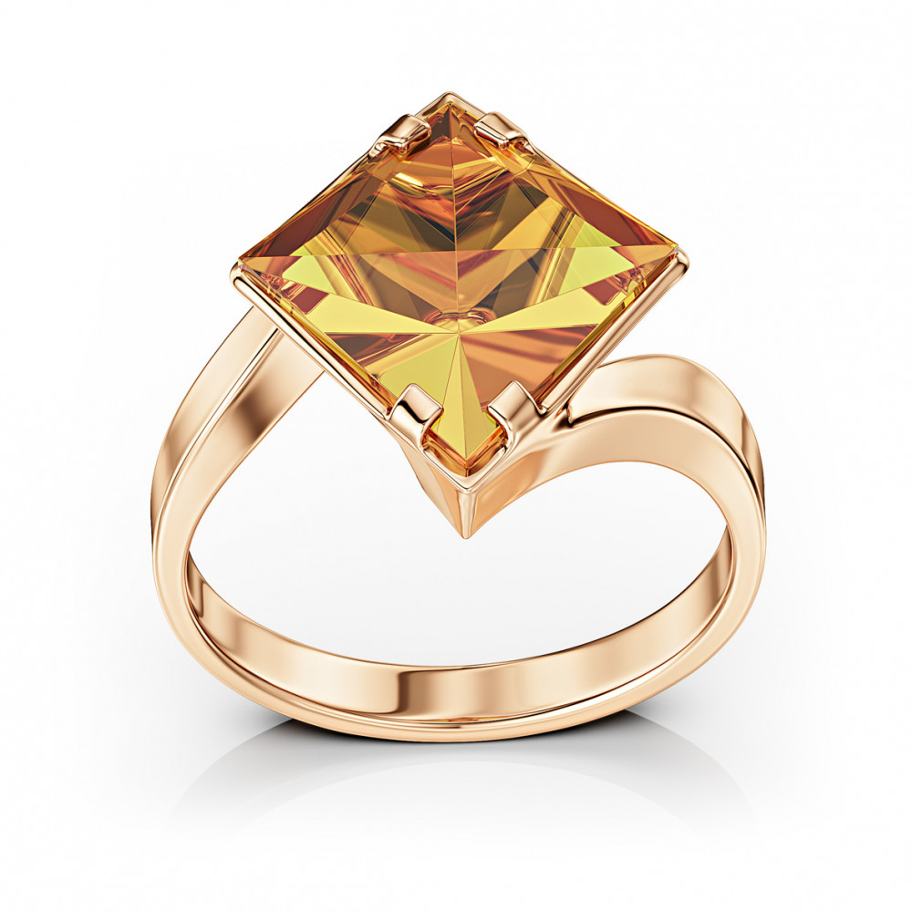 Золотое кольцо с цитрином. Артикул 369736  размер 18 - Фото 2