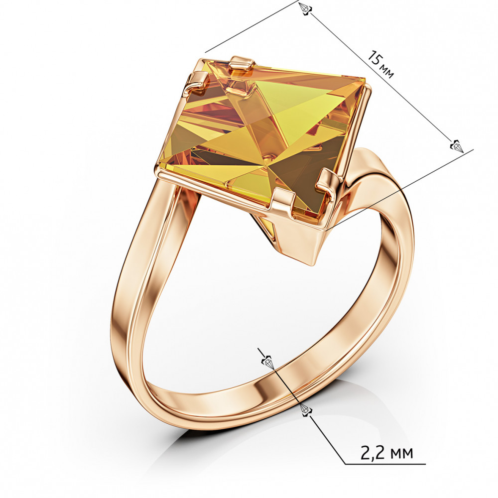 Золотое кольцо с цитрином. Артикул 369736  размер 18 - Фото 3