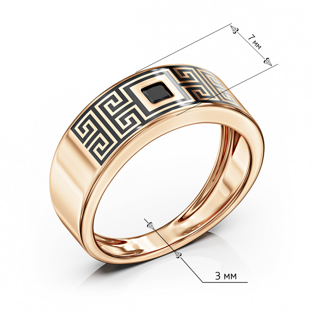 Золотое кольцо с фианитами и эмалью. Артикул 380369Е  размер 16.5 - Фото 3