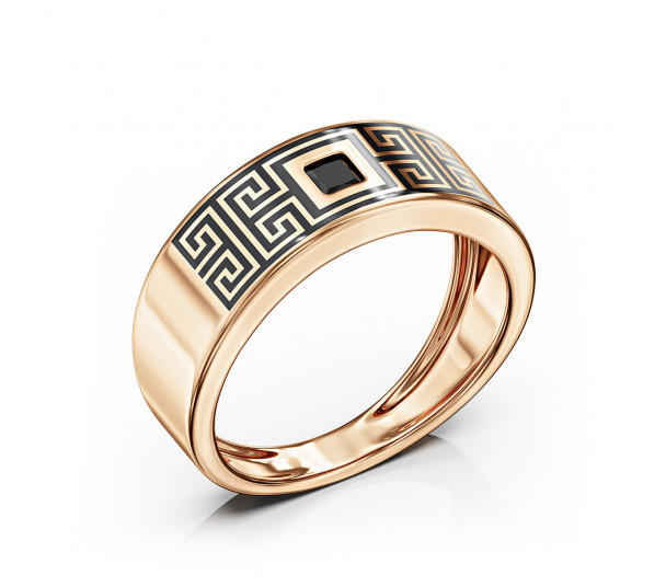 Золотые серьги с фианитами и эмалью. Артикул 420255Е - Фото  1