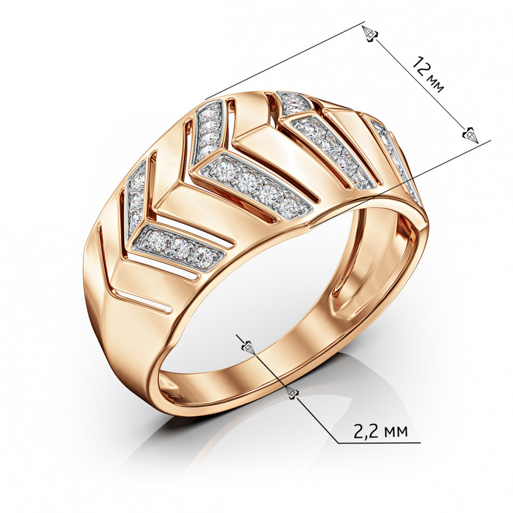 Золотое кольцо с фианитами. Артикул 380732  размер 21 - Фото 3