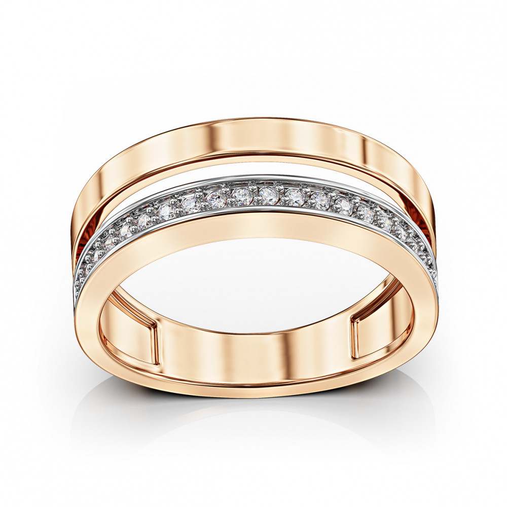 Gold ring with cubic zirkonia. Article 380733  size 17 - Photo 2