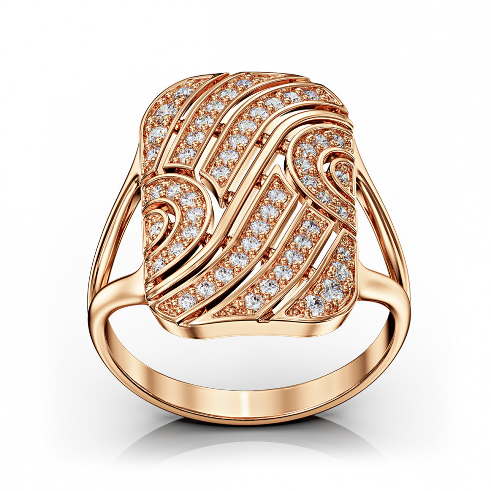 Золотое кольцо с фианитами. Артикул 380736  размер 19 - Фото 2