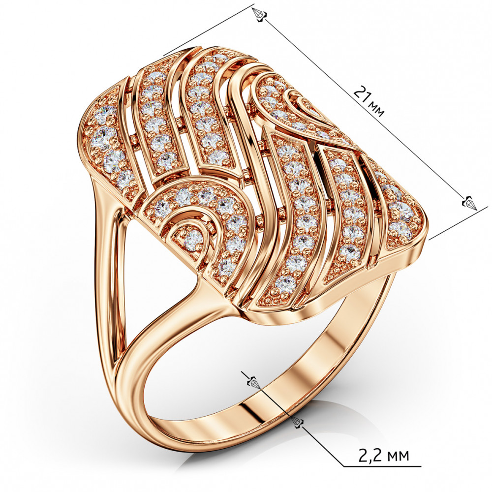 Золотое кольцо с фианитами. Артикул 380736  размер 19 - Фото 3