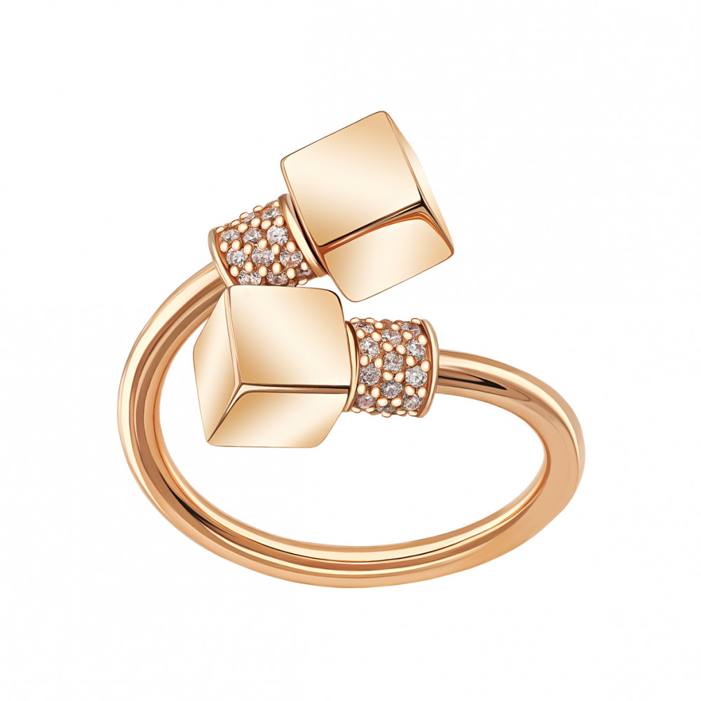 Золота каблучка з фіанітами. Артикул 380738  розмір 15.5 - Фото 2