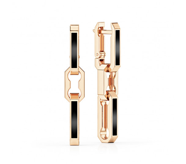 Золоті сережки з емаллю. Артикул 400281Е - Фото  1