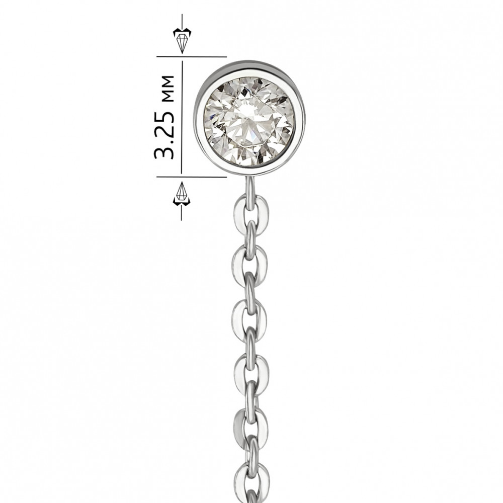 Золоті сережки-протяжки з фіанітами. Артикул 420214В  - Фото 2