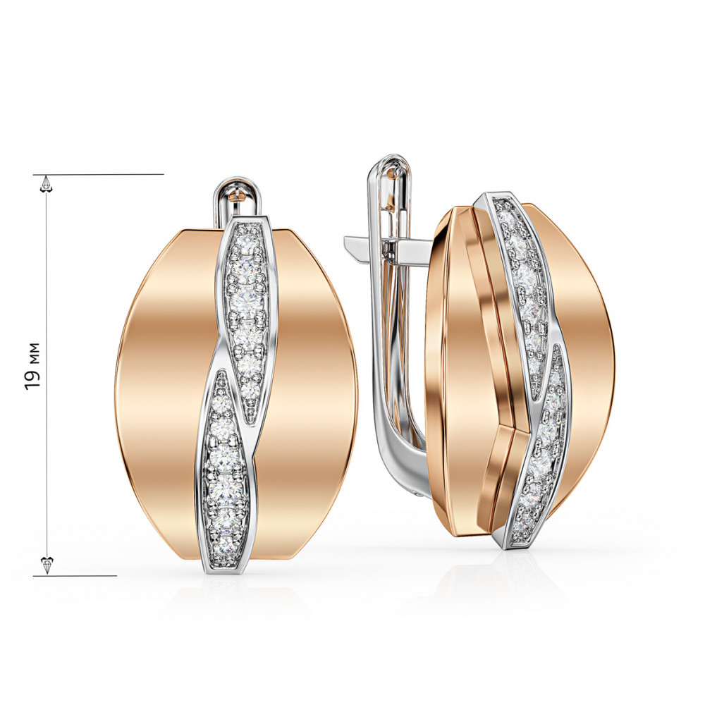 Золотые серьги с фианитами. Артикул 430260  - Фото 2