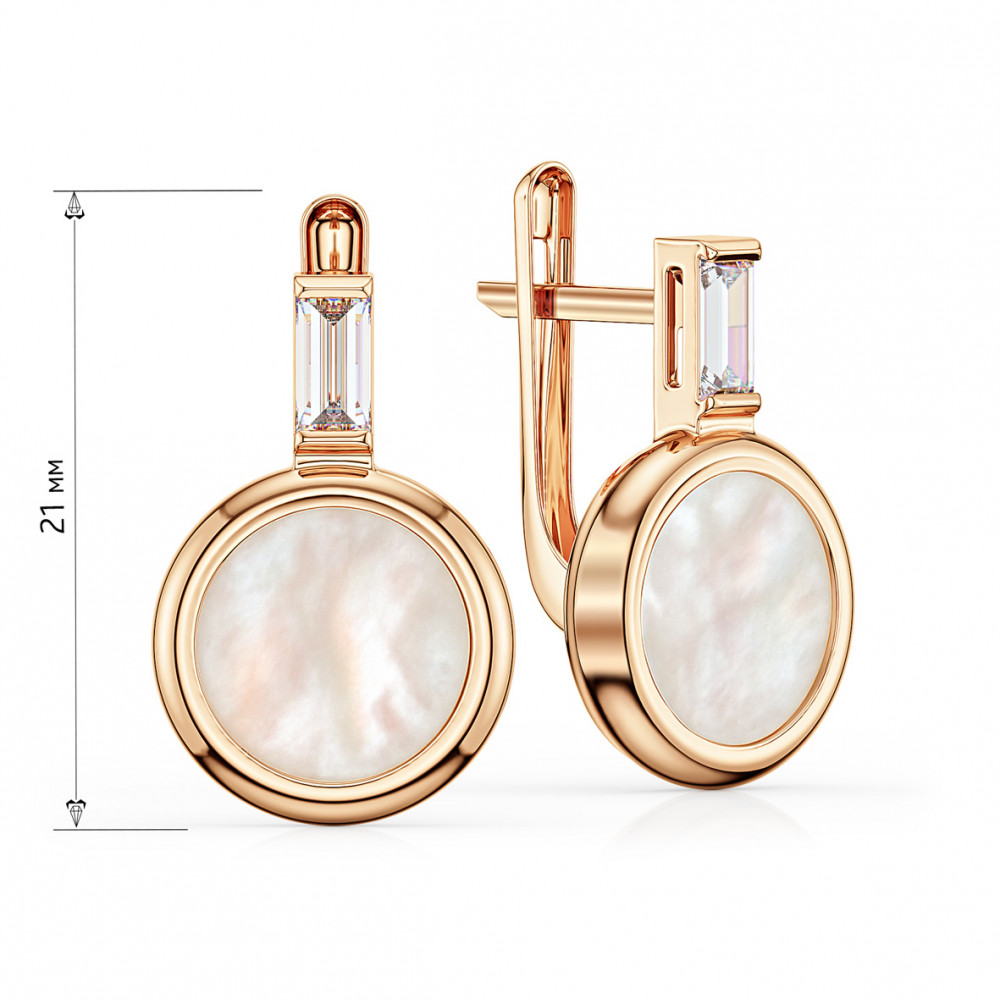 Золоті сережки з перламутром. Артикул 440705  - Фото 2