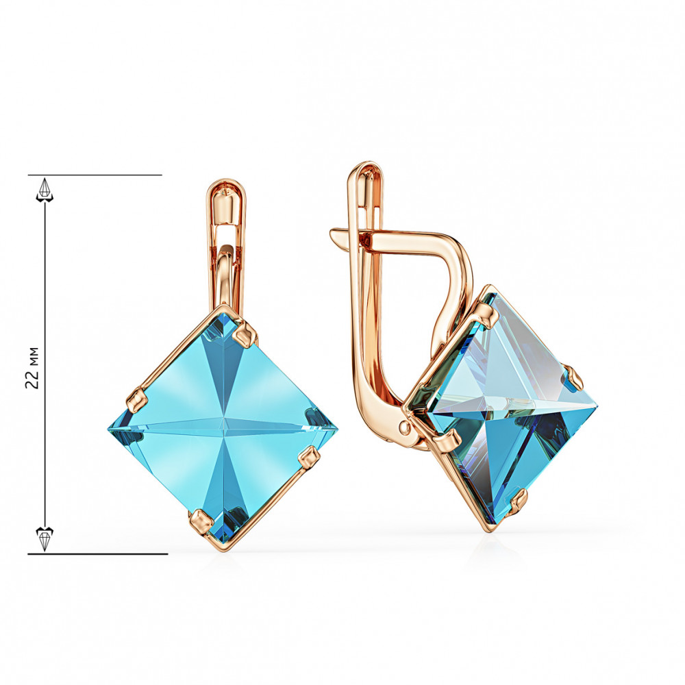 Золоті сережки з блакитним топазом. Артикул 441840  - Фото 2