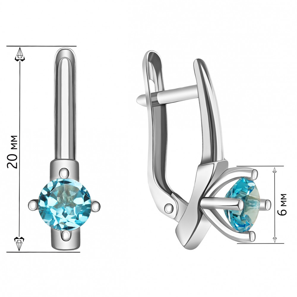 Золоті сережки з блакитним топазом. Артикул 441646В  - Фото 2
