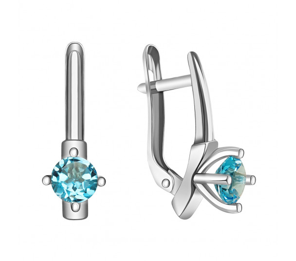 Сережки з блакитним топазом - Фото  4