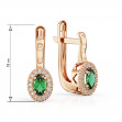 Золоті сережки зі смарагдами та фіанітами. Артикул 447768  - Фото 2