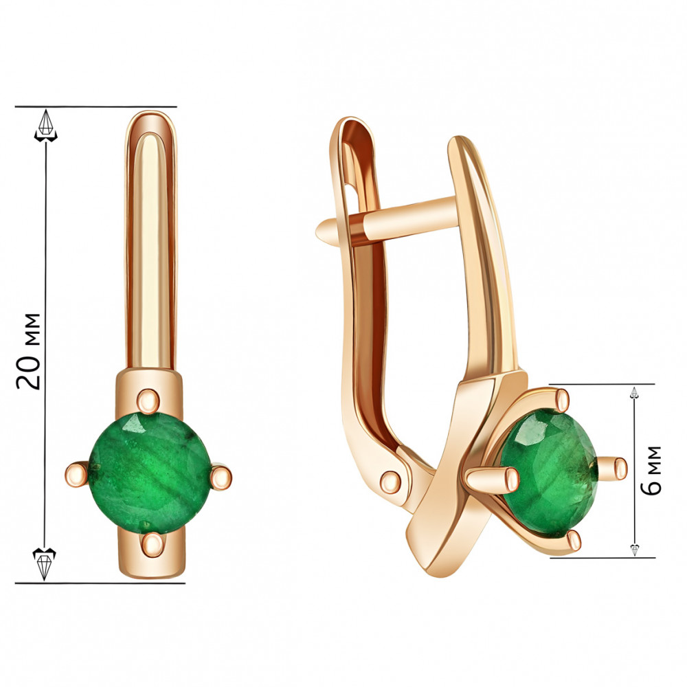 Золотые серьги с изумрудами. Артикул  447646  - Фото 2