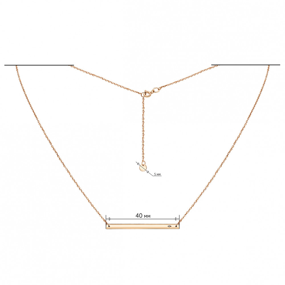 Золотое колье с фианитом. Артикул 860249  размер 450 - Фото 2