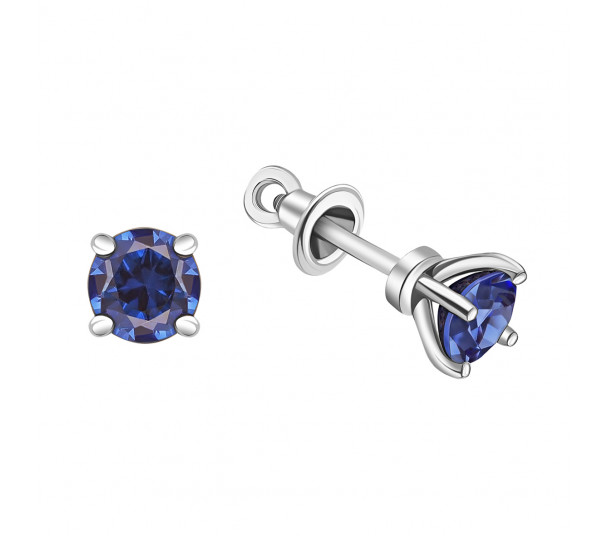 Сережки пусети з білого золота - Фото  3