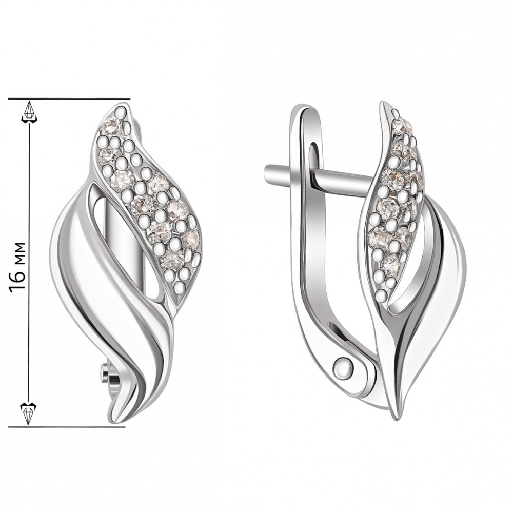 Earrings in white gold with cubic zirkonia. Article 490124В  - Photo 2