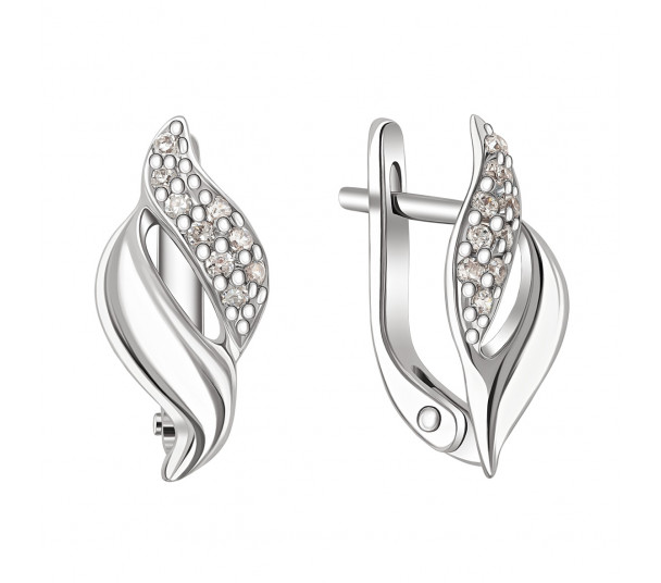 Earrings in white gold with cubic zirconias. Article 490005В - Photo  1