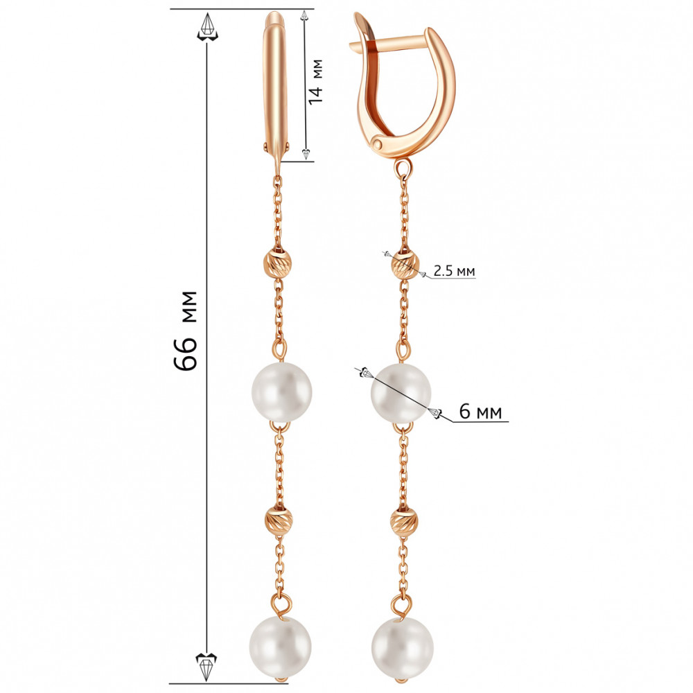 Золоті сережки з перлинами. Артикул 470681  - Фото 2